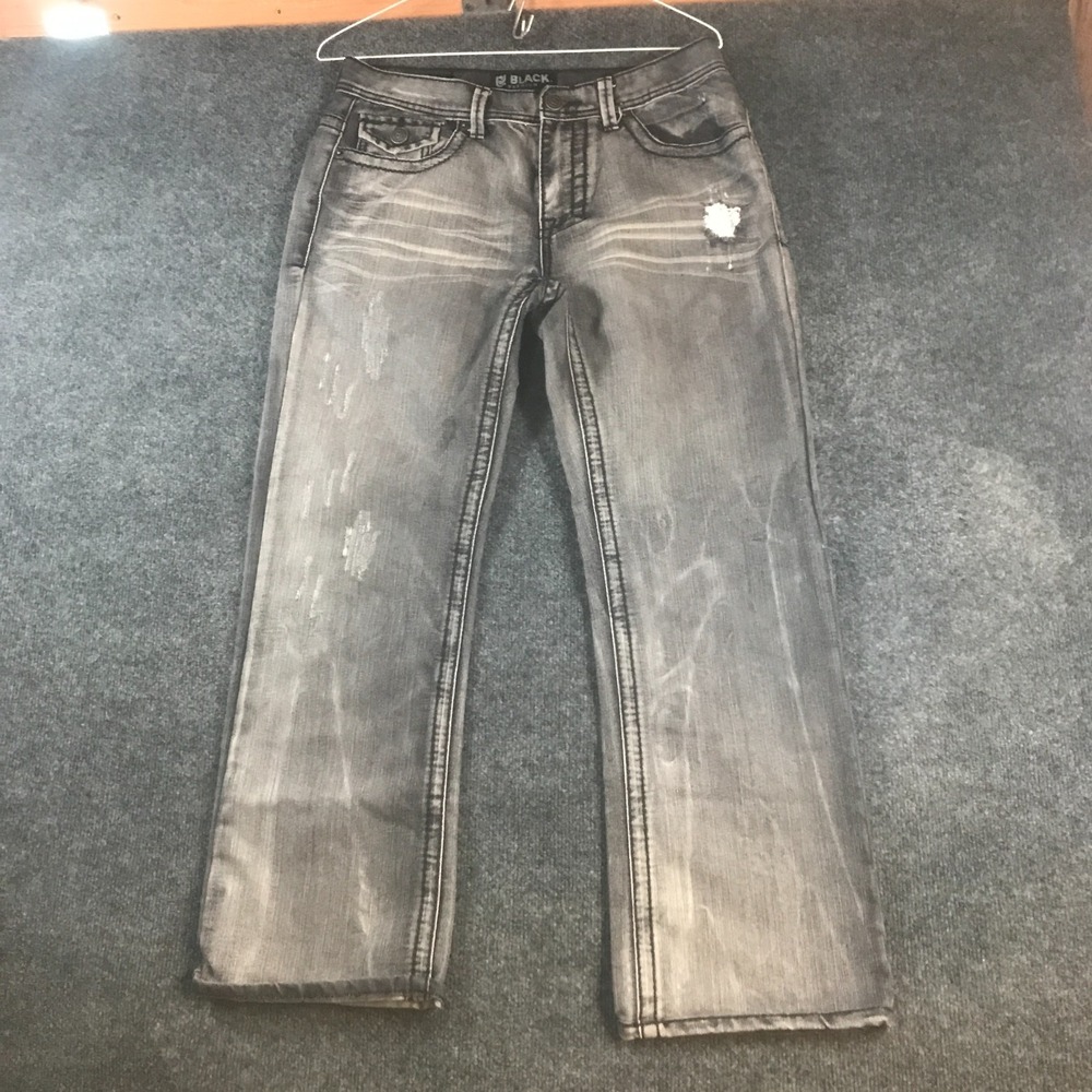 Black Premium Jimmy Jeans Mens 32x32 (Fits 32x27) Gray Denim Cotton Distressed
